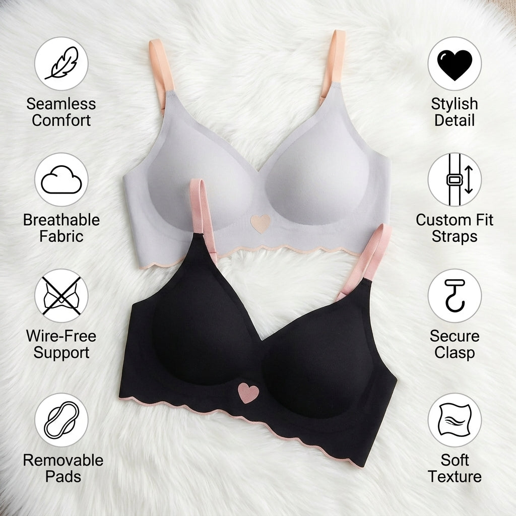 💖 Women's Seamless Wireless Push-Up Bra | Ultra Soft Comfort & Full Support