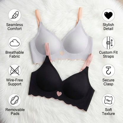 💖 Women's Seamless Wireless Push-Up Bra | Ultra Soft Comfort & Full Support