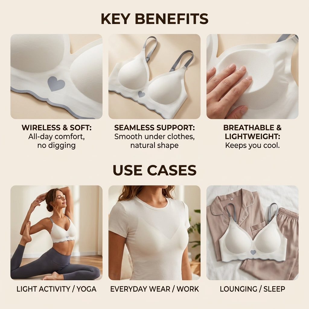 💖 Women's Seamless Wireless Push-Up Bra | Ultra Soft Comfort & Full Support