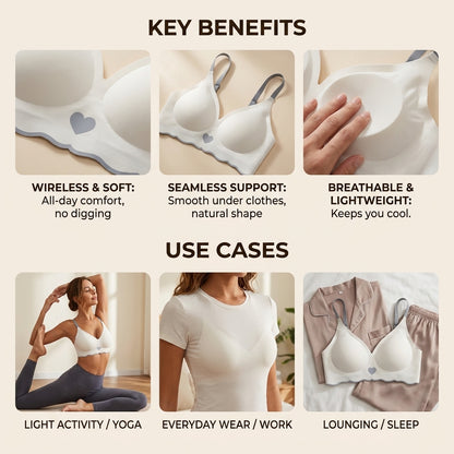 💖 Women's Seamless Wireless Push-Up Bra | Ultra Soft Comfort & Full Support